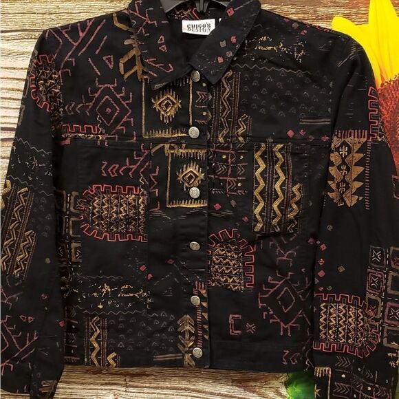 Chico's cropped  long sleeve multicolored jacket - Picture 4 of 6